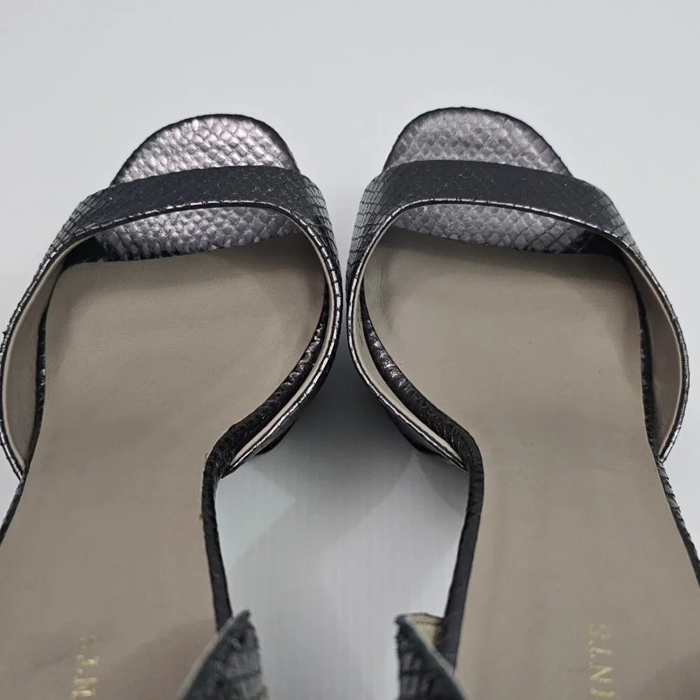 AllSaints Tia Platform Heel Sandal Womens 10 Metallic Bronze Gold Gray Embossed - Picture 13 of 16